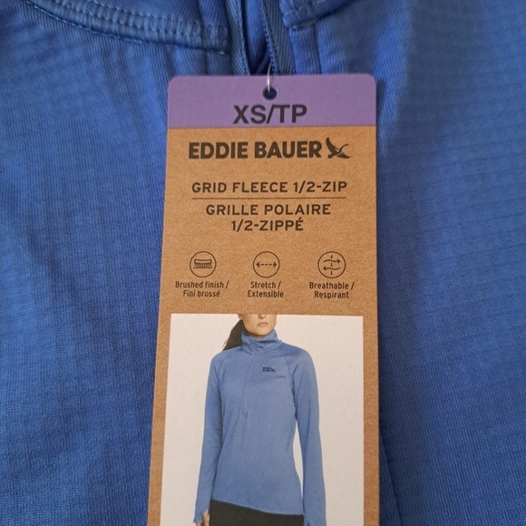 Eddie Bauer Activator Grid Fleece Half Zip Pullover Blue Women's XS Active Top - Picture 13 of 16